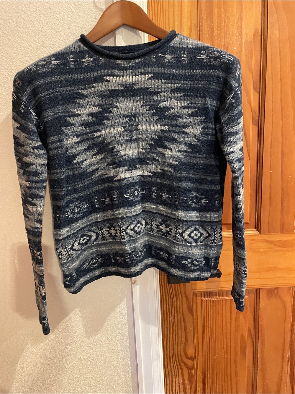 Polo by Ralph Lauren Navy & Light Gray Aztec Crewneck Sweater